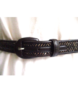 Talbots Womens Small Genuine Leather and Herringbone Fabric Belt Made in... - £19.31 GBP