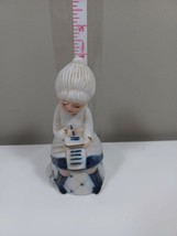 Vintage Royal Majestic Porcelain Bisque 4&quot; Figurine Bell GIRL writing a ... - $14.85