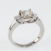 Jeff Cooper Platino Principessa 3 Pietra Diamante Fidanzamento Anello Sz 6 TCW = - £6,191.63 GBP