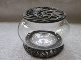 Humming Bird design, clear glass and metal (non-magnetic) trinket or powder box - £11.21 GBP