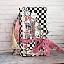 Alice in Wonderland junk journal handmade Crazy tea party journal full for sale - £399.67 GBP
