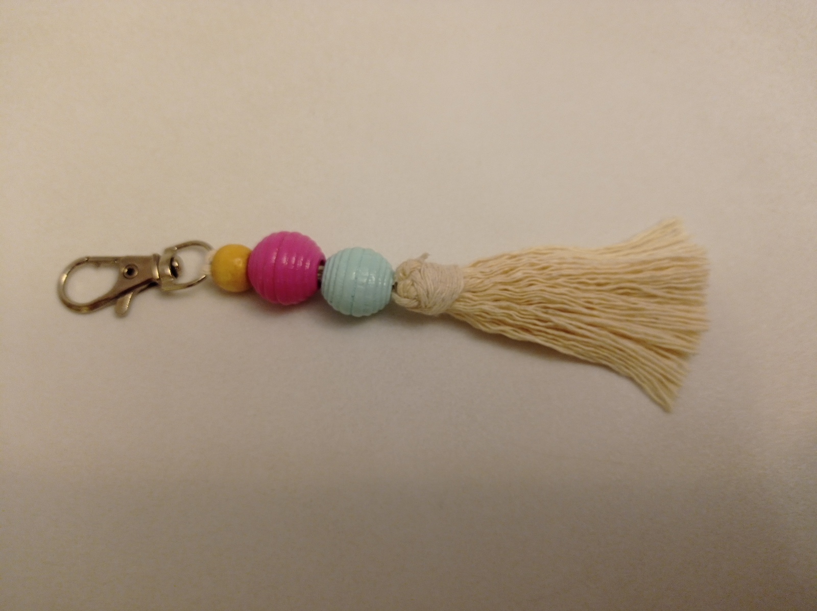 Macrame Keychain with Beads &amp; Letters: A Custom Accessory-show original ... - $2.30