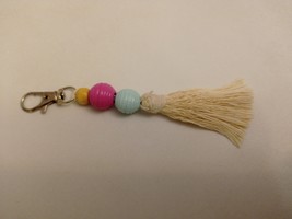 Macrame Keychain with Beads &amp; Letters: A Custom Accessory-show original ... - £1.80 GBP