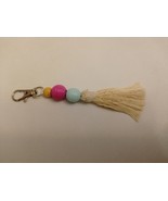 Macrame Keychain with Beads &amp; Letters: A Custom Accessory-show original ... - $2.30
