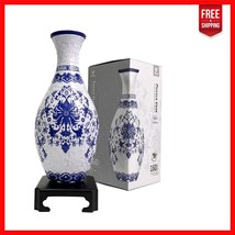 Classic Indigo Age 3D Flower Vase Made from 160 Puzzle Pieces for Home D... - $819.16 MXN
