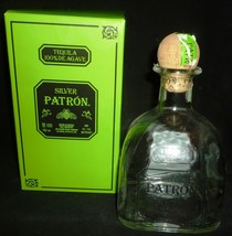 TEQUILA SILVER PATRON EMPTY BOTTLE 750 ml WITH THE BOX - $4.00