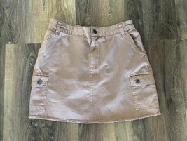 Aeropostale Women’s Rust Bronze Denim Jean Skirt Size Large Raw Hem Edge... - $28.71