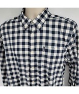 Barbour Gingham 21 Tailored Fit Blue Plaid Men&#39;s Shirt Size M - $29.65