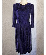 Vintage Lanz Originals Women&#39;s Purple Velvet Prom Dress Size 8 Button Bo... - £27.19 GBP