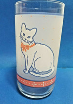 Country Kitty Cat Drinking Glass Tumbler Frosted White 6&quot; Tall - $24.99