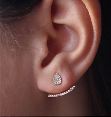 2018 high quality 100% 925 silver 3 colors double sided pave cz ear cuff ear jak - $20.86
