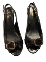Cole Haan Women Shoe Nke Air Size 7B Black Slingback Heels Open Toe Buckle - £30.99 GBP