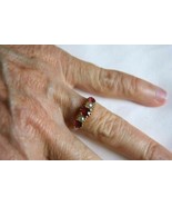 1.5Ct Round Cut Red Ruby &amp; Pearl Antique Victorian Ring 14K Rose Gold Over - €77,58 EUR