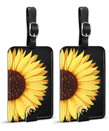 Leather Luggage Tags for Suitcases Set of 2 Cute Sunflower Leather Suitc... - £9.57 GBP