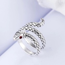 Snake New Fashion 925 Sterling Silver Jewelry Thai Silver Cobra Crystal Ring - £8.75 GBP