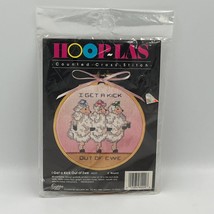 Hoop-Las Counted Cross Stitch Kit I Get a Kick Out of Ewe Sheep 4&quot; Round... - $14.99