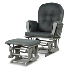 Costway Wood Baby Nursery Rocking Chair Glider and Ottoman Cushion Set Grey - $365.66