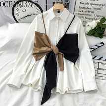 OCEANLOVE Fake 2 Pcs Blusas Mujer 2021 Autumn Long Sleeve work Shirts Elegant Ch - £60.77 GBP