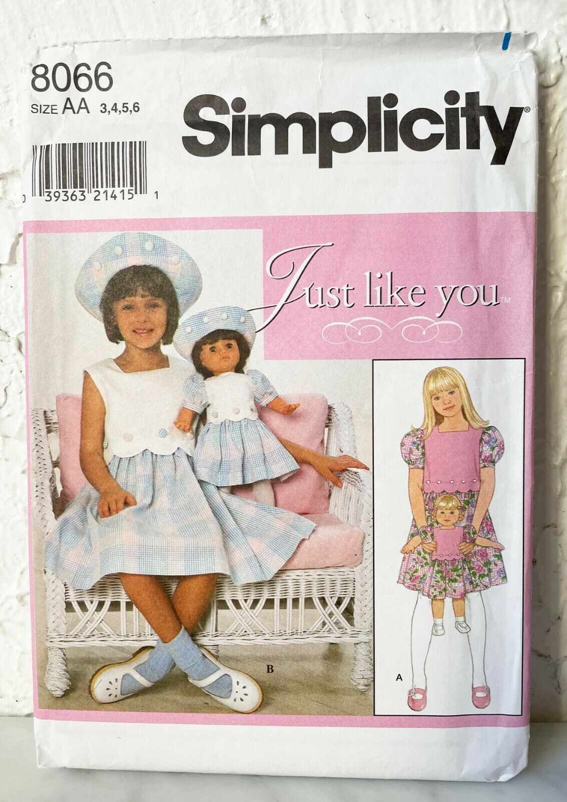 Simplicity Sewing Pattern #8066 Girls Dress Hat + Matching 18" Doll Outfit Uncut - £7.42 GBP