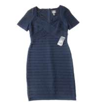 NWT Adrianna Papell Cross Bodice Sheath in Blue Moon Pleated Jersey Dress 6 - £25.31 GBP