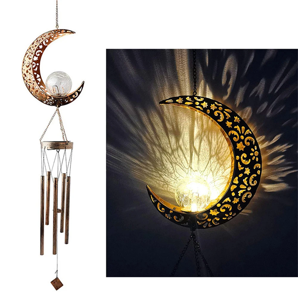 Retro  Fairy LED Wind Chimes Lights Solar Moon  s Hangings Lamp for Christmas We - £97.31 GBP