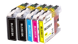 5 Pk Quality Ink Set W/ Chip Fits Brother Lc201 Lc203 Mfc J880Dw J5520Dw... - $23.99