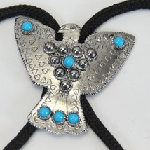 Pisces Thunderbird Bolo Turquoise Coral Stone Inlay 2 1/4 W x&quot; x 2 1/8&quot; H - £19.91 GBP