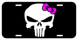 PUNISHER SKULL GIRL PINK BOW LICENSE PLATE TAG FOR CARS SUVS LADY PUNISHER - £7.12 GBP