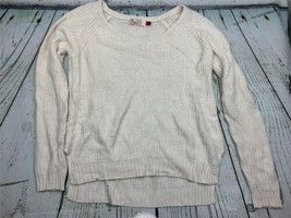 Womens Sweater Knit White Fleece Long Sleeve V-Neck Pullover Polyester S... - $20.19