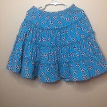Hanna Andersson Turquoise Print Corduroy Ruffled Elastic Waist Skirt Sz 110 US 5 - £10.72 GBP
