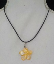 HAWAIIAN NECKLACE ORANGE KANOA FLOWER SMOOTH CORD BEACH TWEENS FASHION J... - £3.72 GBP