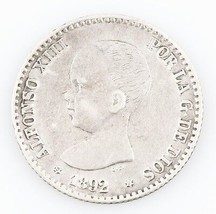 1892 SPAIN 50 CENT FINE COIN - £16.56 GBP