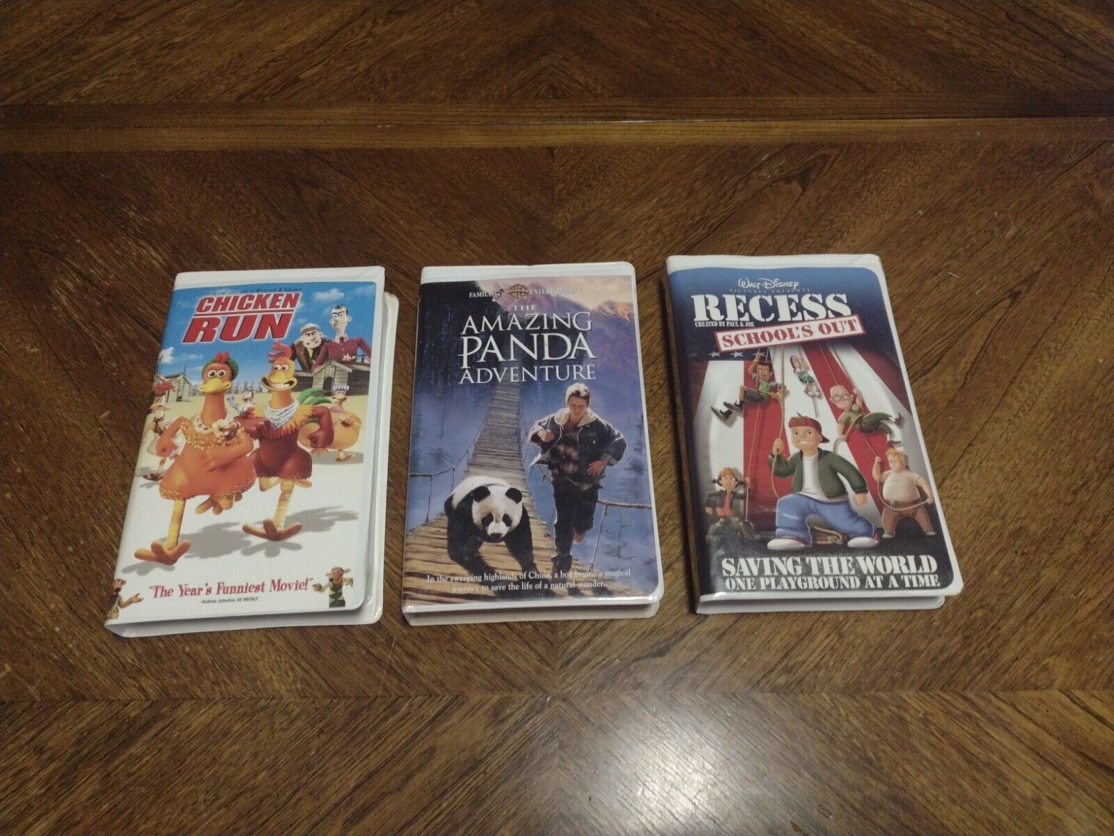 Primary image for VHS Video Movie Lot CHICKEN RUN, AMAZING PANDA, RECESS SCHOOLS OUT Walt Disney
