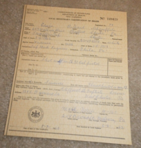 Original Vintage 1962 Chester PA Death Certificate by Suicide - $54.45