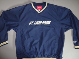 Blue Reebok St Louis Rams NFL Football Embroidered VNeck Pullover Jacket Mens XL - $27.88
