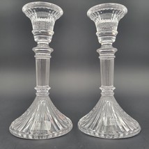 Set of 2 Towle Cut Crystal Ribbed Candlesticks Holders 5.5&#39;&#39; Austria - £27.18 GBP