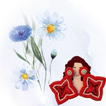 Handmade Beaded Girls Red  Earrings for Women,Girls by Marmoris ECOM - £11.94 GBP