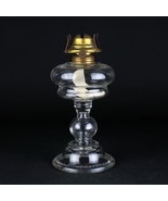 Antique Bubble Stem Glass Kerosene Oil Lamp, c1890&#39;s EAPG Eagle Burner 9&quot; - £39.22 GBP
