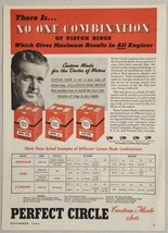 1944 Print Ad Perfect Circle Piston Ring Sets Hagerstown,Indiana - £13.57 GBP