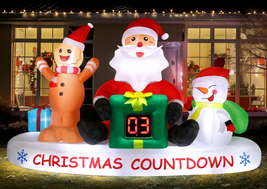 8FT Christmas Inflatable Snowman Santa Gingerbread Man w/ LED Countdown Clock - £106.32 GBP