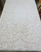 Fieldcrest Lace Tablecloth Ivory 60&quot; x 68&quot; Courting Couple corners C5 - £39.82 GBP