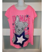 JUSTICE DANCE DANCE DANCE PUPPY PINK SHIRT SIZE 14 GIRL&#39;S - $174.86 MXN