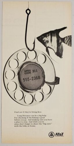 1968 Print Ad AT&T Bell System Vintage Rotary Telephone Dial Tropical Fish - $12.27