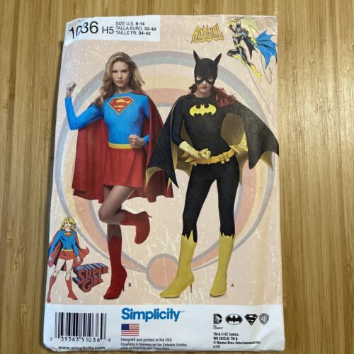 Primary image for (OR) Supergirl & Batgirl Costumes Home Sewing Pattern Sizes 6-14 Simplicity 1036