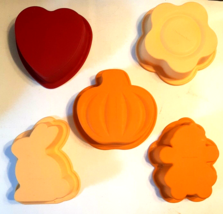 5 KitchenAid Silicone Molds Variety Pumpkin Heart Flower Bunny Doll for Baking - £21.61 GBP