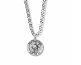 Sterling Silver St. Jude Patron Of Hopeless Causes Engraved Necklace &amp; Chain - £63.74 GBP