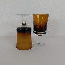 2 Denby Mirage Brown Water Glasses Goblets Stemware Barware 6.5&quot; Tall Vt... - $19.35