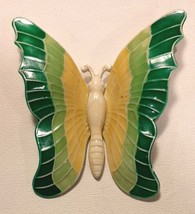 Butterfly Flower Power Brooch Pin West Germany Mod Lime Green Yellow White - £15.97 GBP