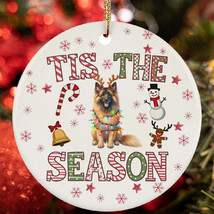 Funny Belgian Tervuren Dog Reindeer Tis The Season Christmas Ornament Gift Decor - $15.79