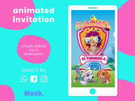 Paw Patrol Skye Everest Video Invitation Animated, Digital Birthday Invitation - £10.39 GBP